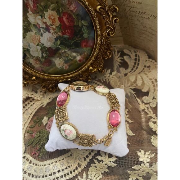 Handmade Vintage Rose Bracelet Watch | One-of-a-Kind Repurposed Unique Timepiece main image 4